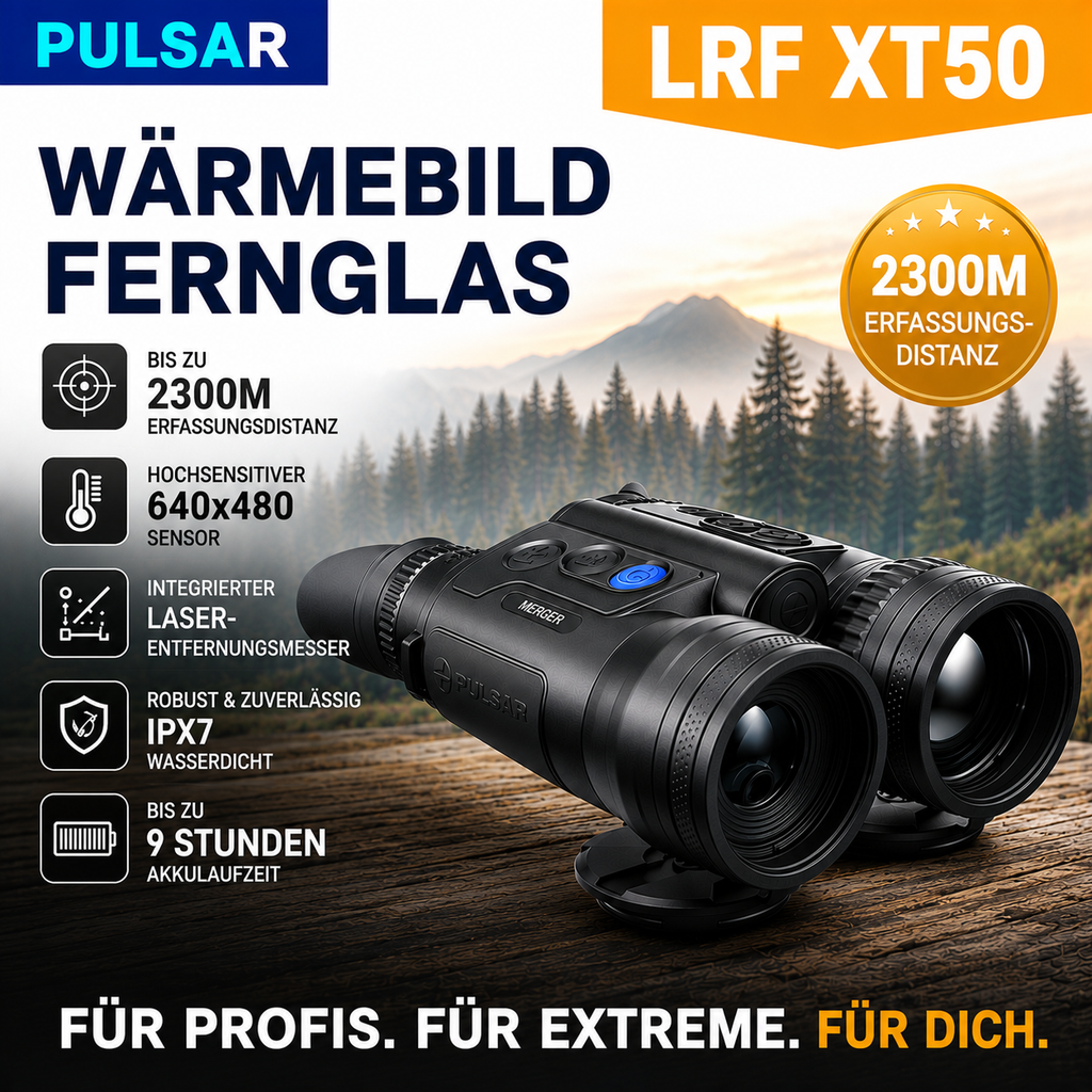 Pulsar-LRF XP50, klassisches Wärmebildfernglas mit Lynred Präzisionserkennung und extremer Nachführung