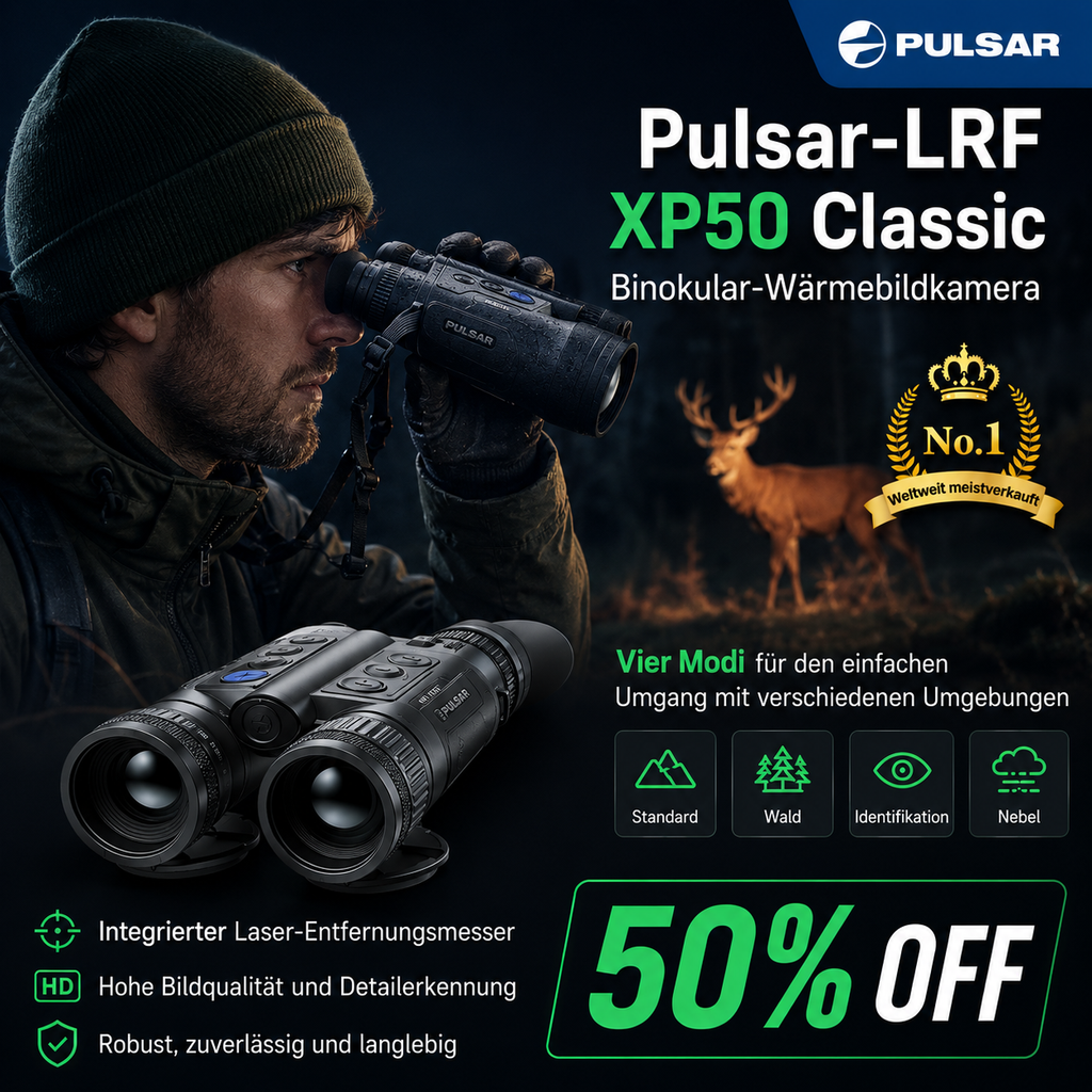Pulsar-LRF XP50, klassisches Wärmebildfernglas mit Lynred Präzisionserkennung und extremer Nachführung
